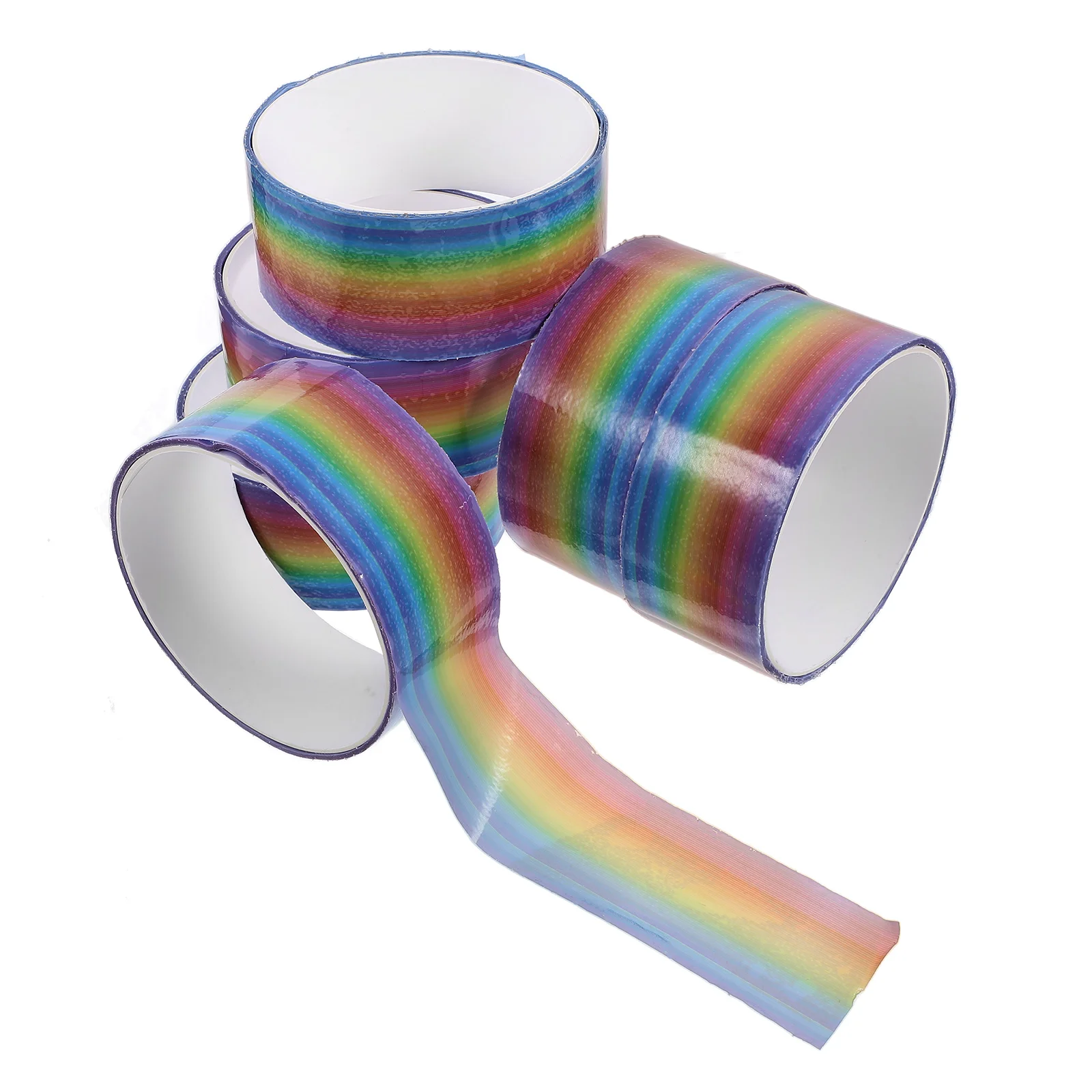 6pcs 6 Rolls Rainbow -Adhesive Crafts Easy To Tear Reusable Diy Sticky Rolling For Decorations Colorful Ball Tapes Diy