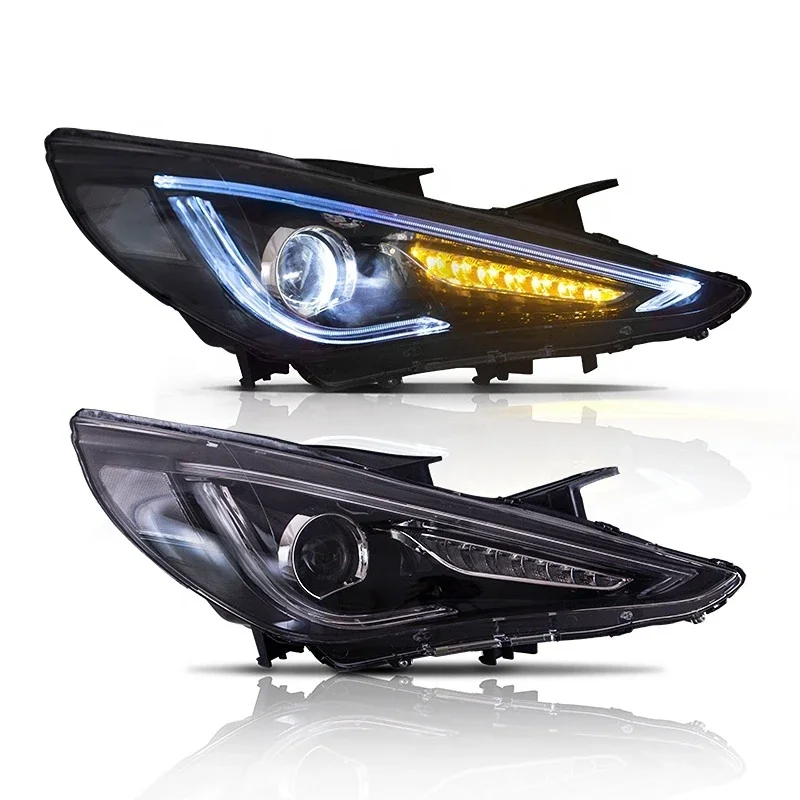 Car Styling Headlights For Hyundai Sonata 8th Gen 2011-2014 LED DRL Blue Start Animation Light Demon Eye Be-xenon Lens Headlamps - view 6