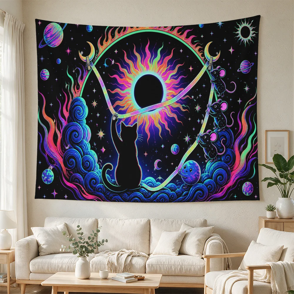 Vibrant Galaxy Constellation Dreamcatcher Tapestry Boho Wall Hanging Cosmic Space Art Decor for Living Room