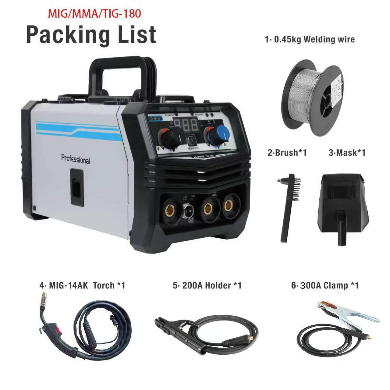 3-In-1 MIG/MMA/TIG-180 Airless Welding Machine 120A/220V European Standard Plug