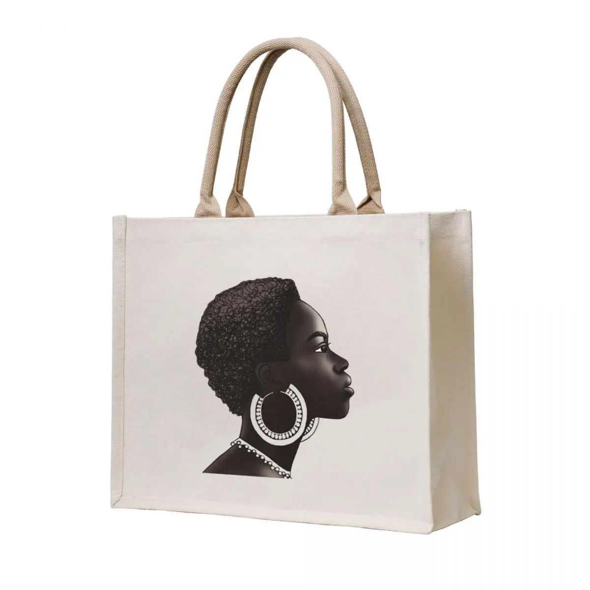 

painted head of a beautiful woman with dark skin Tote Bag cloth bag woman cute pouch bag Shopping bags