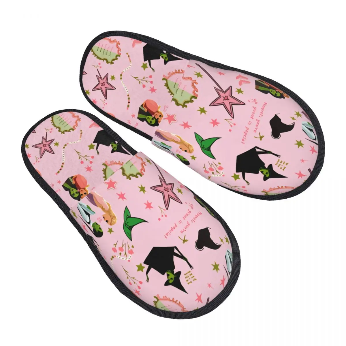 

Wicked For Good House Slippers Living Room Witch Wizard Fantasy Soft Memory Foam Slippers Anti-skid
