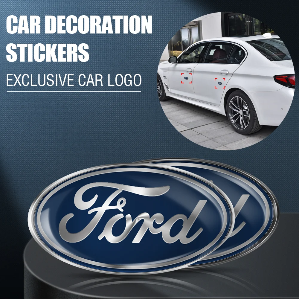 Aluminum Car Logo Badge Decals Body Rear Trunk Side Window Decor Stickers Accessories For Ford Fiesta Mondeo Fusion Edge Mustang