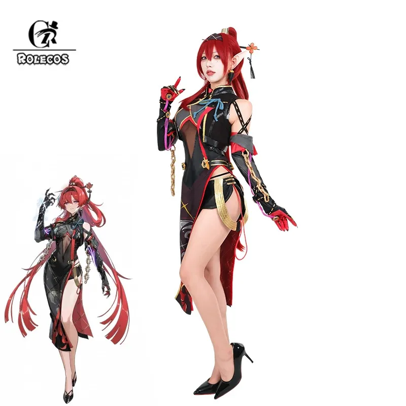 

ROLECOS Game Wuthering Waves Yinlin Cosplay Costume Jinzhou Patroller Yinlin Women Cheongsam Uniform Halloween Party Outfit