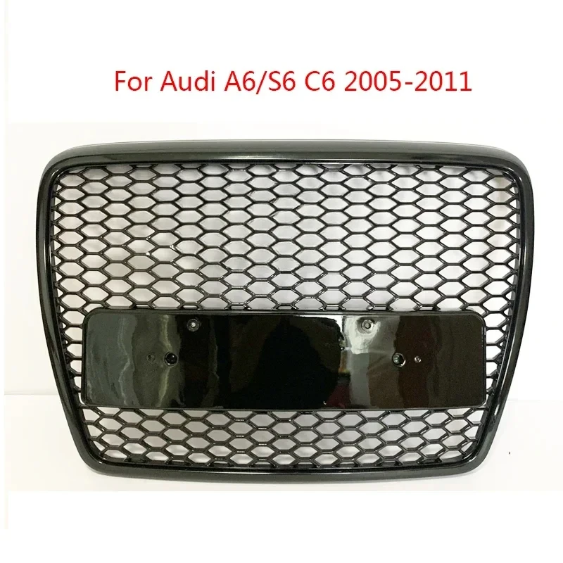 

Car Front Bumper Grill Center Grille for Audi A6/S6 C6 2005 - 2011 (Refit for RS6 Style) Car-styling Accessories Without Emblem