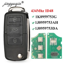 jingyuqin 3 Button Flip Remote Car Key Fob For VW PASSAT Polo Skoda Seat Polo/Golf/Beetle 1J0959753 DA/AH 1K0959753G 434Mhz ID48