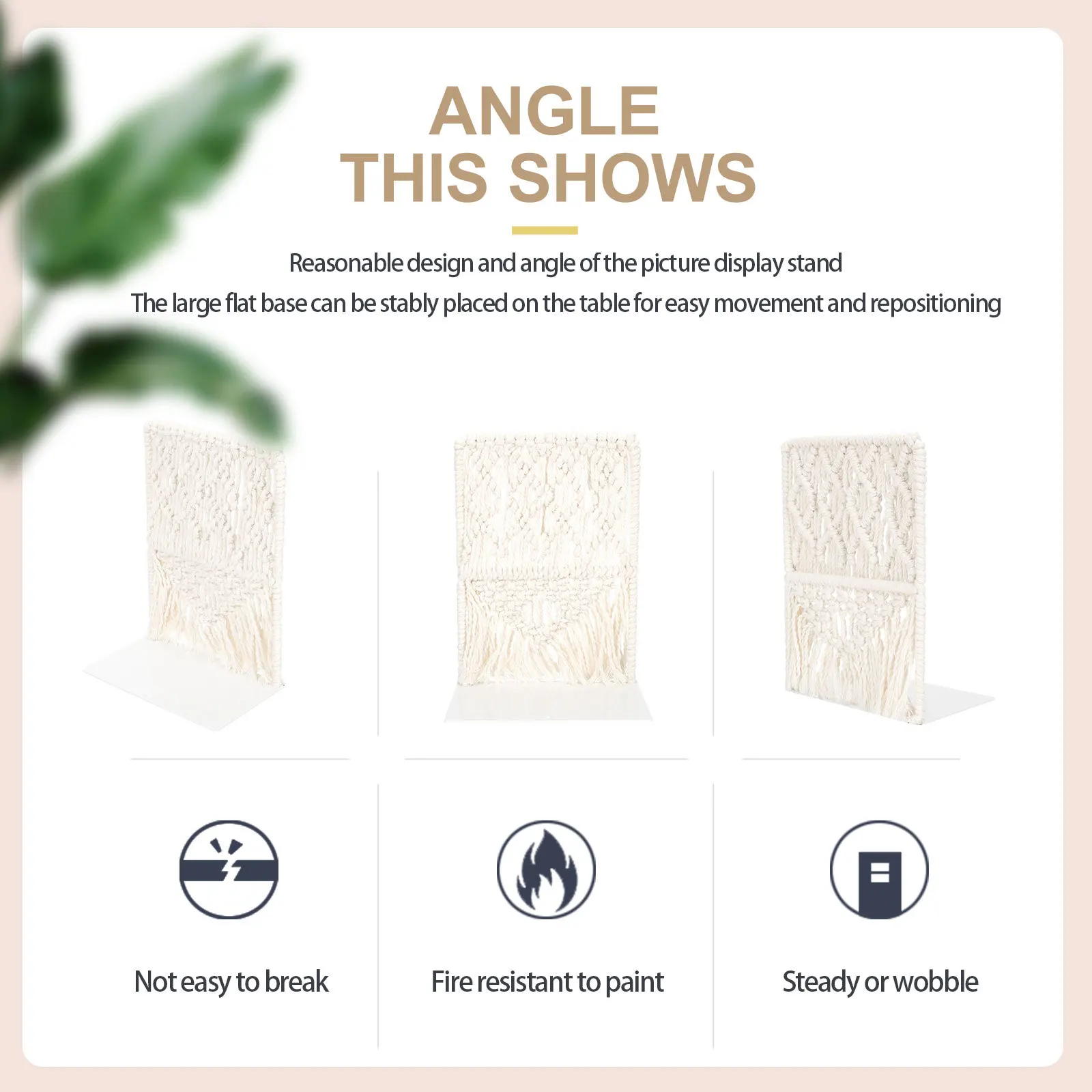 

Hand-Woven Cotton Rope Bookend Book Holder Desktop Book Storage Organizer Bohemian Style Practical Office Bookend