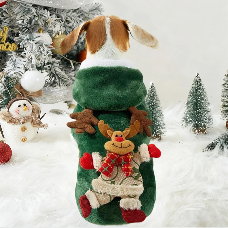 4 أنماط من أزياء الحيوانات الأليفة لعيد الميلاد باللون الأخضر، مادة قماش ناعمة، تصميم متين، مقاسات S/M/L/XL، مناسبة للكلاب الأليفة الصغيرة