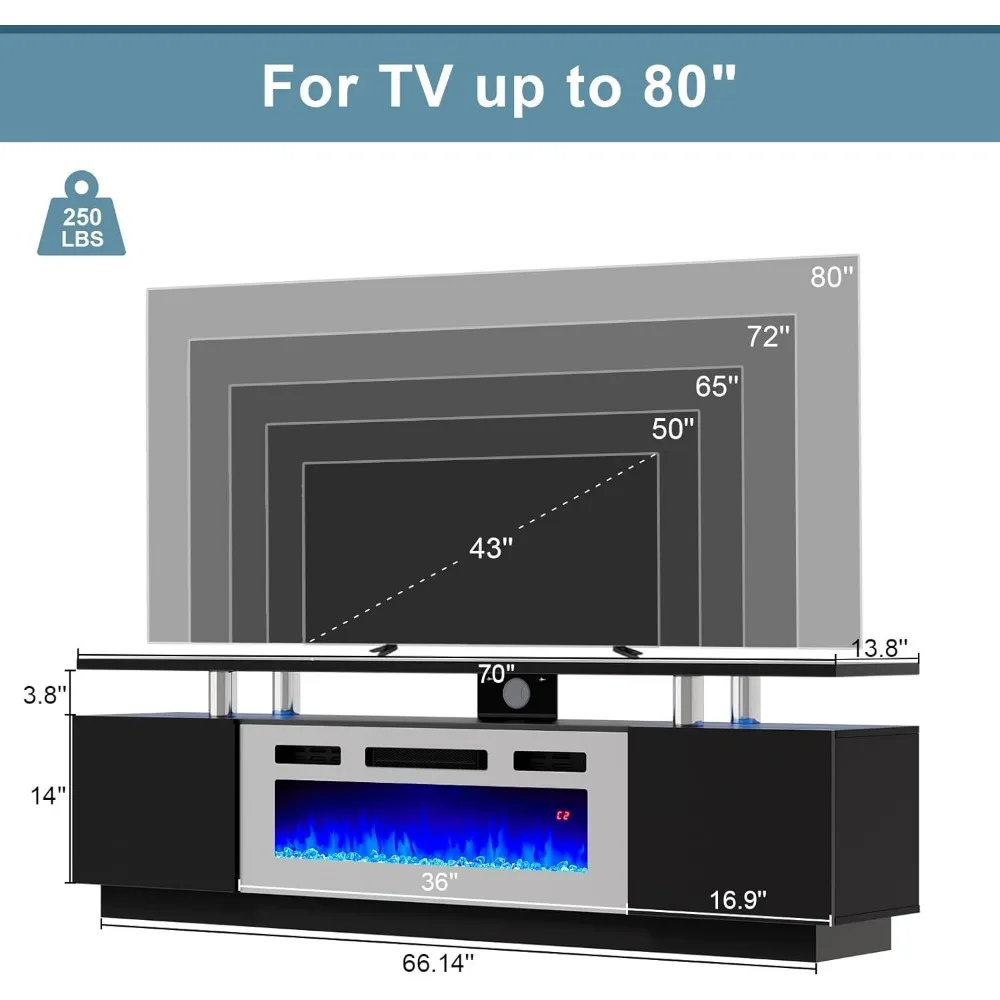 Black/White Table for Tv Stand Living Room Furniture High Gloss Finish Media Console With Open Storage Television Tables Cabinet