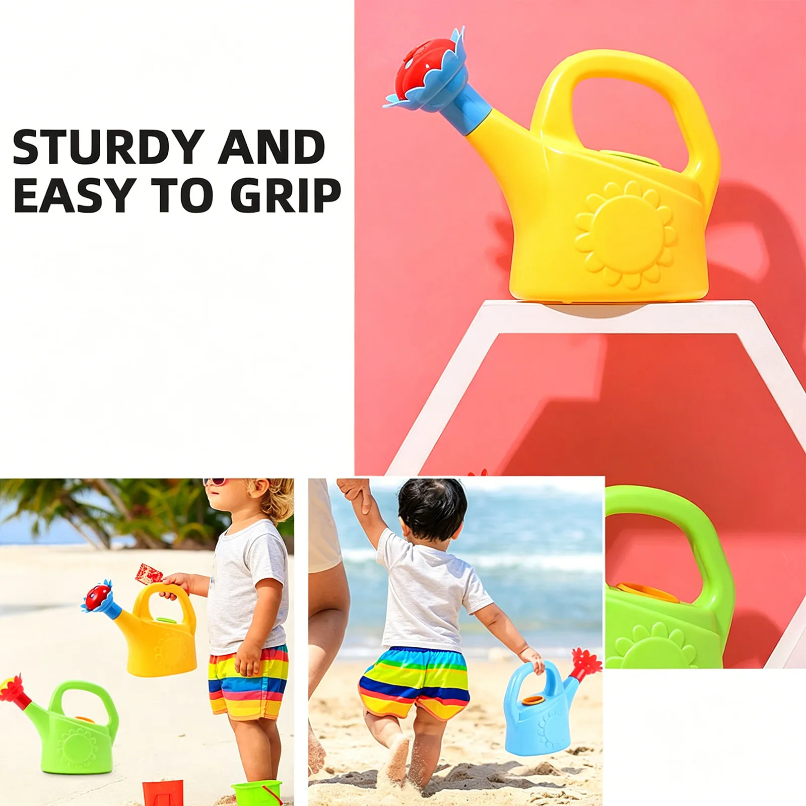 2Pcs Cartoon Animal Watering Can Plastic Garden Supply Ergonomic Handle Easy Grip for Small Houseplants Kids Watering Pot Flower