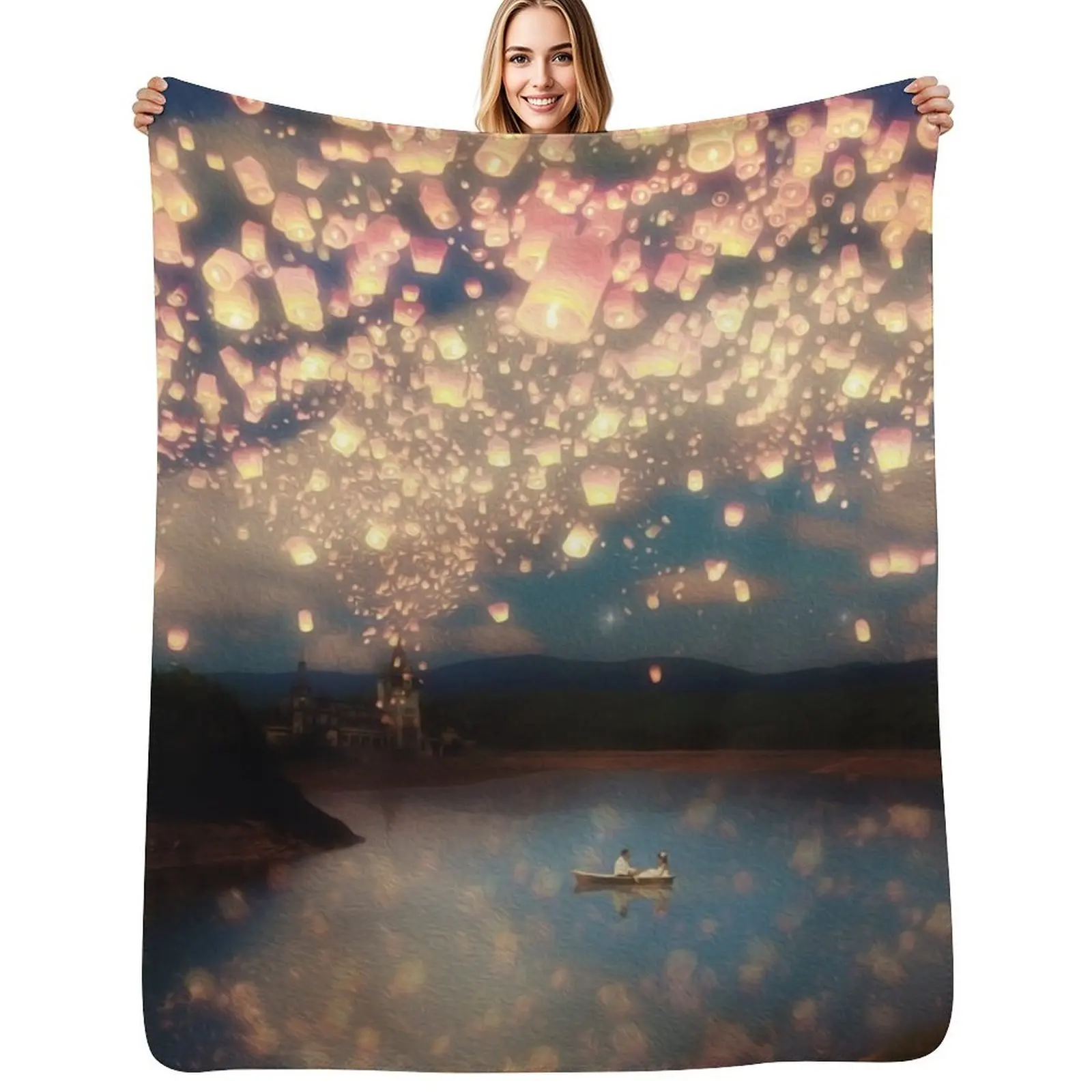 

Wish Lanterns for Love Throw Blanket Multi Use Warm Blanket for Living Room Bedroom