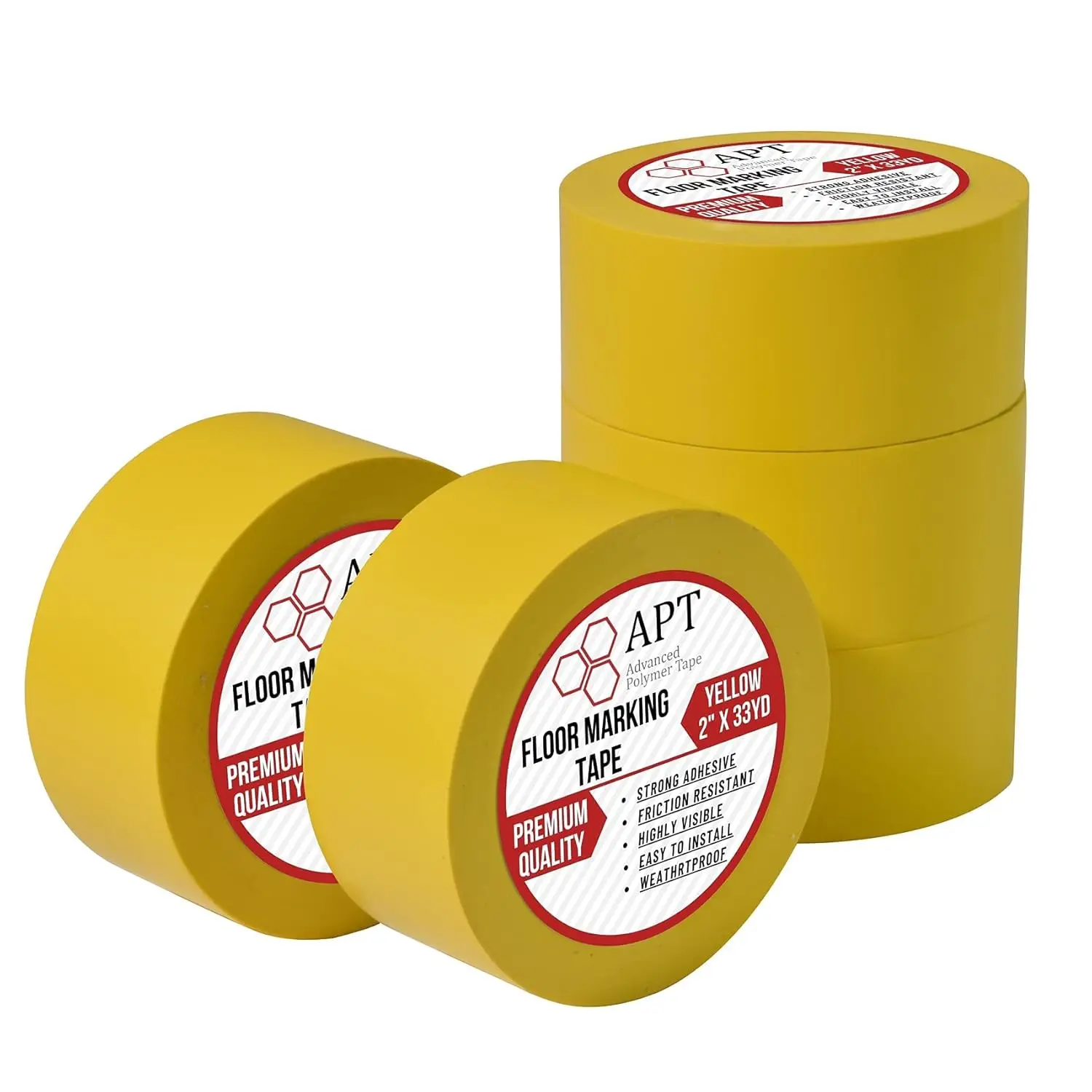 

Premium Multi Color Marking Tape, 6 mil Thick Safety and Dance Floor Splicing Tape in Yellow (5 Rolls)