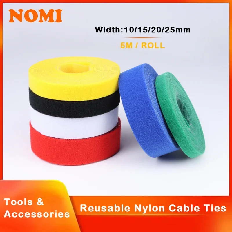 5m/roll Cable Ties Reusable Loop Bundle Self Adhesive Fastener DIY Accessories Nylon Strap Organizer Clip Wire Holder Management