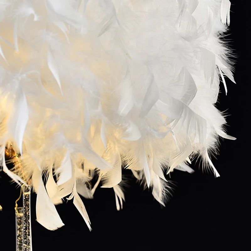 Lampu tembaga penuh lampu gantung bulu mewah perlengkapan pencahayaan dekorasi putri romantis ruang tamu kamar tidur ruang ganti