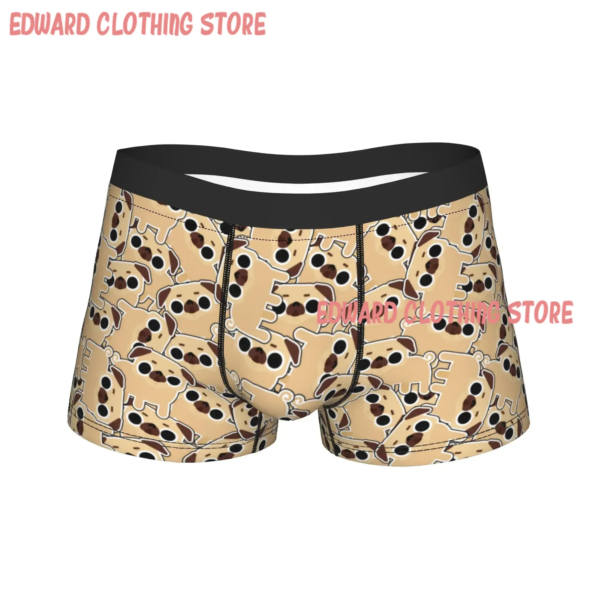 Cute Pug Nice Dog Pattern Underwear  Males Underpants Custom DIY Comfortable Boxershorts Quality Shorts Briefs Big Size 2XL
