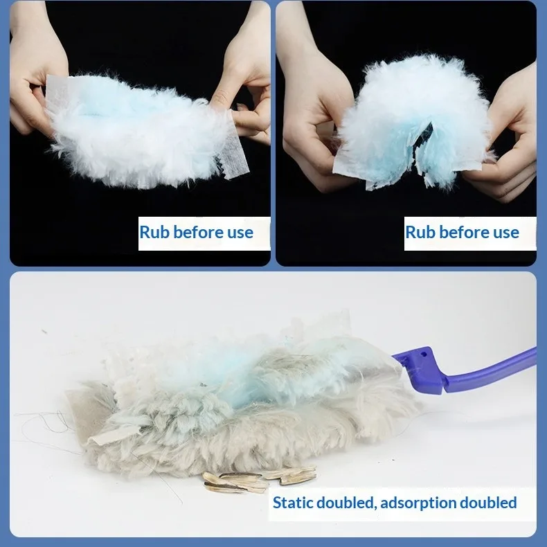 21PCS Disposable Static Duster Kit 20 Blue Dust Cloths + Integrated Fixed Handle Multi-purpose Dust Cleaner For Home Car Keyboar