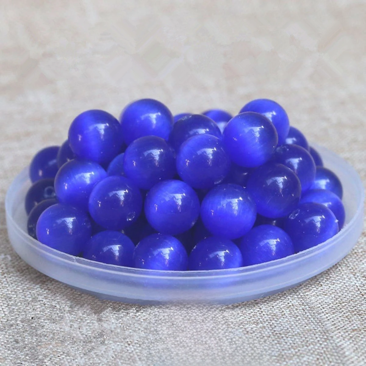 60 pcs Beautiful Colorful Glass Cat Eye Stone Round Beads Loose Gemstone Dyed and Enhanced Multi Colors to Choose