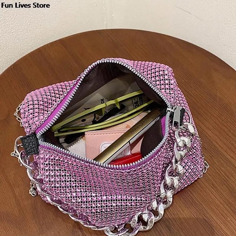 Wedding Rhinestone Shoulder Purse Party Popular Handbags Women Trendy Totes Bag Ladies Chains Diamand Bucket Bags Sexy Handbag