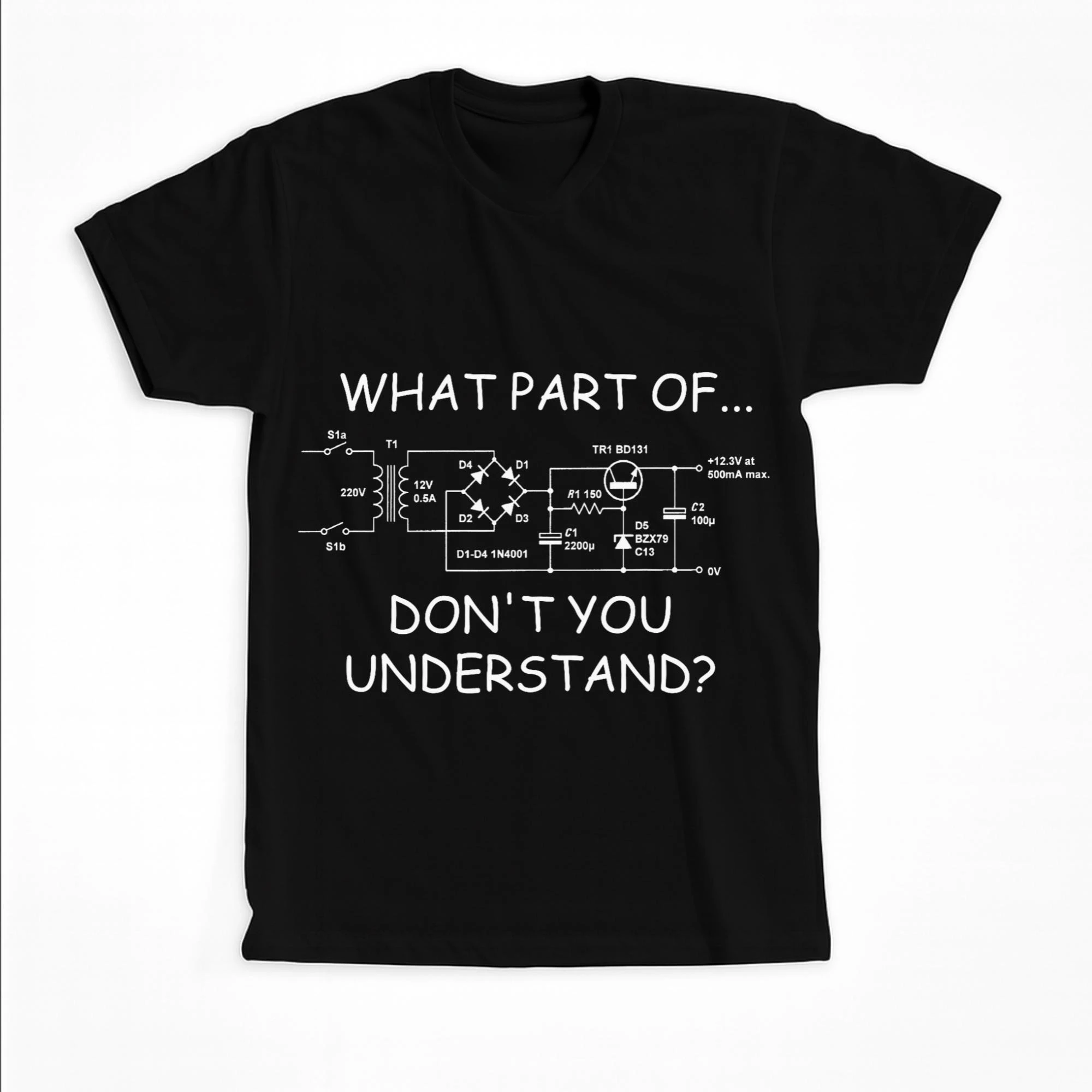 You don't understand which part of the funny engineer T-shirt and the circuit diagram should be given to the technician.