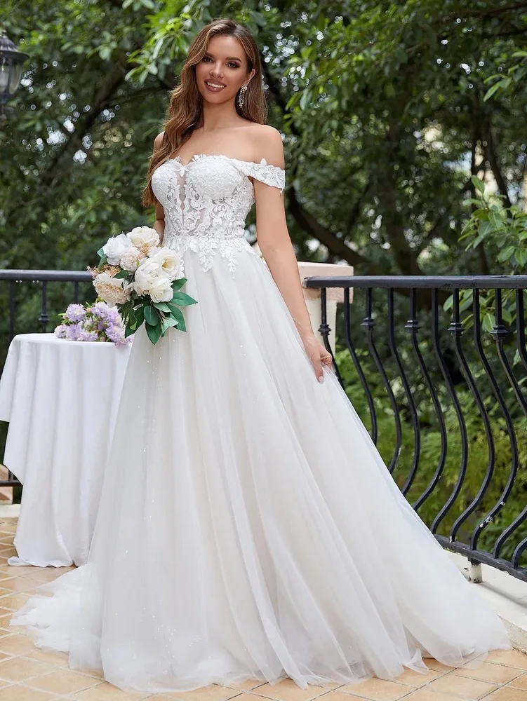 

customized Boho Off Shoulder Beach 2025 Wedding Dresses Lace Up Back Vestido Novia Princess Women Bridal Gowns Customized robes