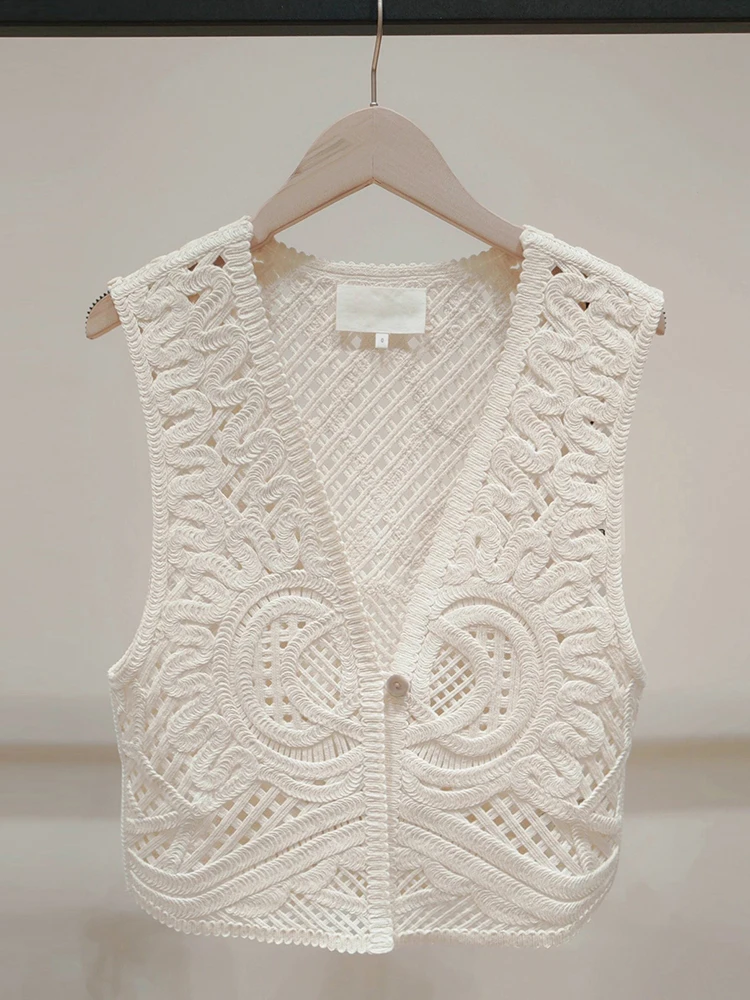 

Высококачественный женский вязаный жилет, топ с вырезом V-Ne, лето 2022, South Oil Faion Commute Sle, стандартный крой, чистый цвет