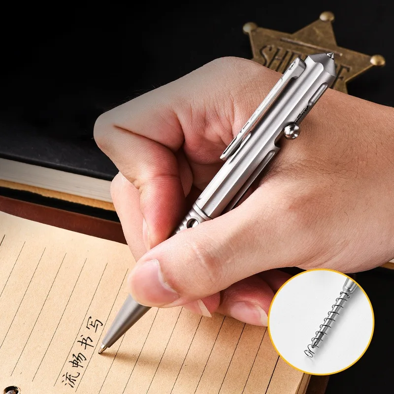チタン合金ペン高級アウトドア-edc-サバイバルツール戦術ペンウィンドウブレーカー父教師ボーイフレンド用ボックス付き