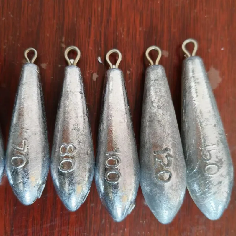 Willow-Shaped and Drop-Shaped Lead Sinkers with Copper Rings String Hook Sinkers Casting Rod Lead Sinkers Sea Fishing Sinkers