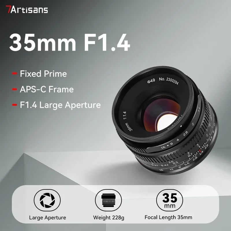 7artisans 35mm F1.4 Mark II APS-C Prime camera Lens For Micro 4/3 ZVE10 A6000 FX30 Fujifilm X-H2 Nikon ZFC Canon RF Sony E Lumix