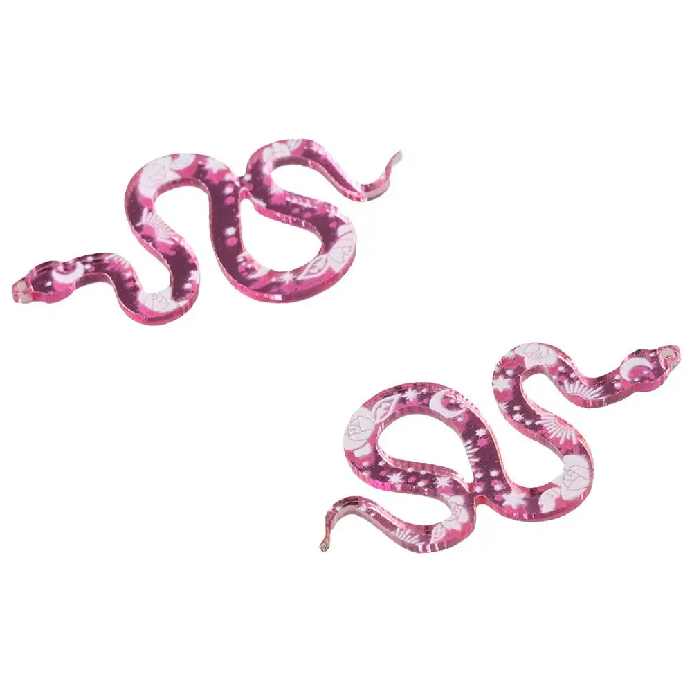 Charme acrílico com flor para fazer jóias, pingentes com cobra rosa, acessórios DIY