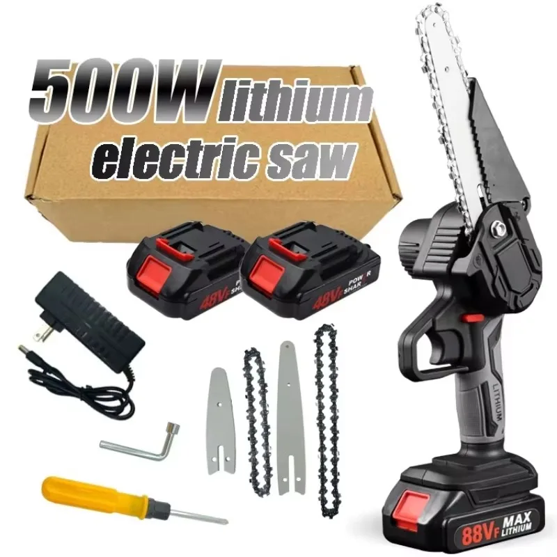

Mini Chainsaw 4-Inch Cordless Power Chain Saws, Portable 18V Electric Chainsaw, Pruning Shears Chainsaw for Courtyard Tree