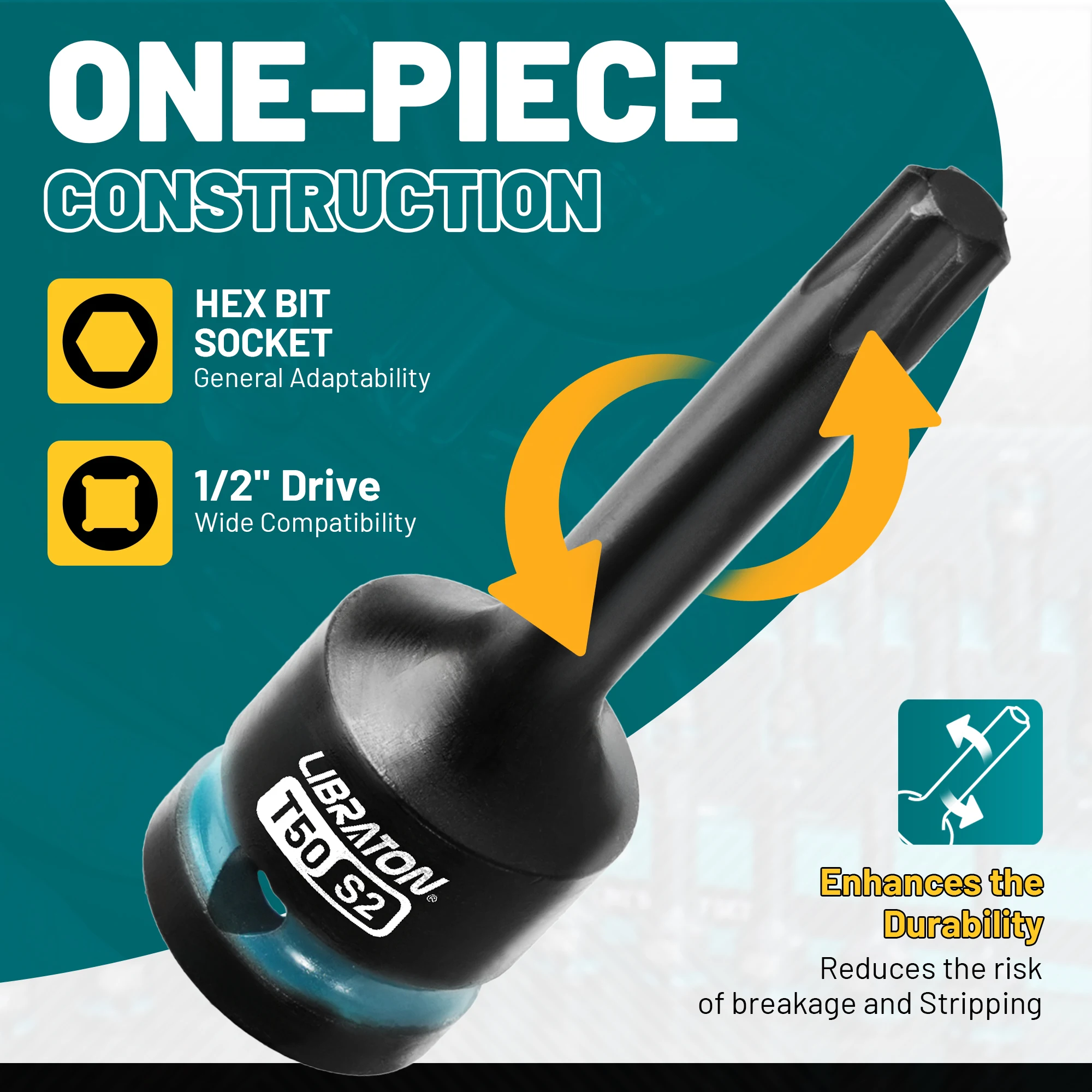 LIBRATON 19 قطعة تأثير عرافة وتوركس بت مجموعة مقابس 1/2 "محرك عزم دوران عالي مآخذ مجموعة لإصلاح الميكانيكا مع حالات تخزين XPE #4