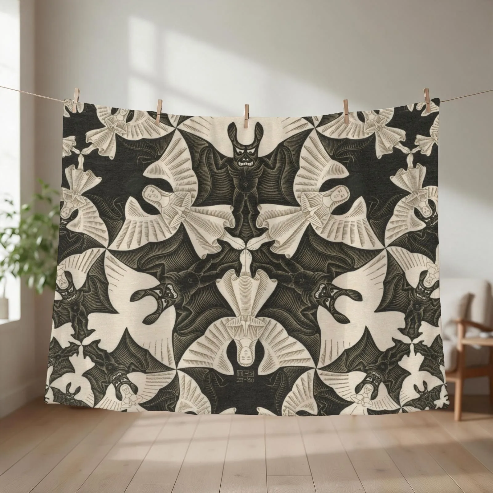 Escher - Circle limit IV (heaven and hell) Throw Blanket Furry Fashion Sofas For Decorative Sofa bed plaid Blankets