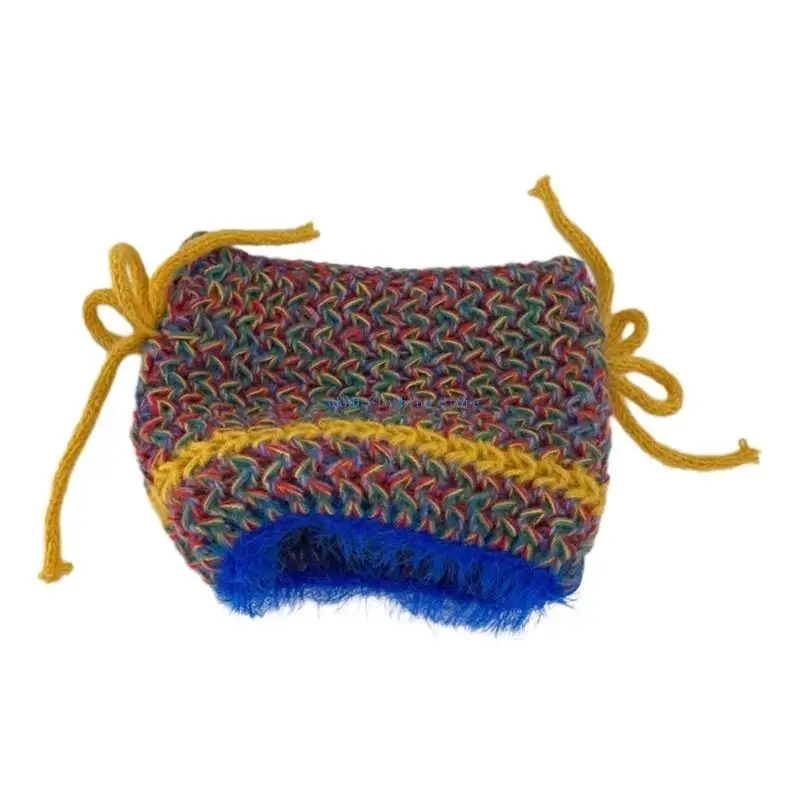 

N0PE Woolen Hat Womens Autumn and Winter Striped Warm Hat Ears
