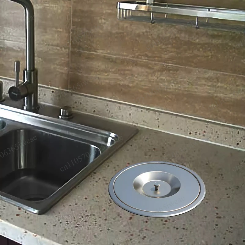 Trash Can Embedded Trash Can Environmental Protection Hidden Embedded Trash Can 8L Kitchen Countertop Built-in Stainless Steel