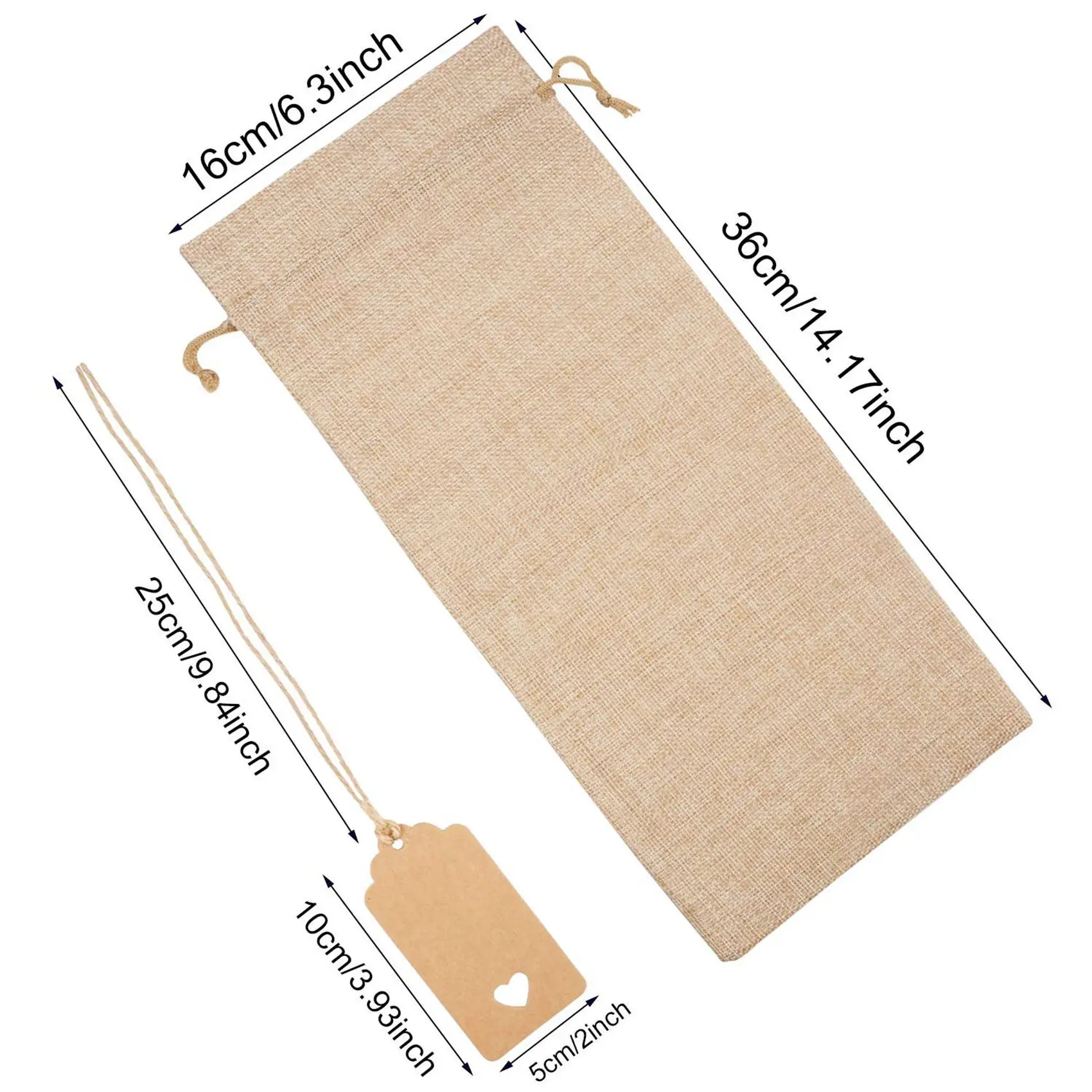AB33-Burlap Wine Bags Wine Gift Bags With Drawstrings, Single Reusable Wine Bottle Covers With Ropes And Tags (30 Pcs)