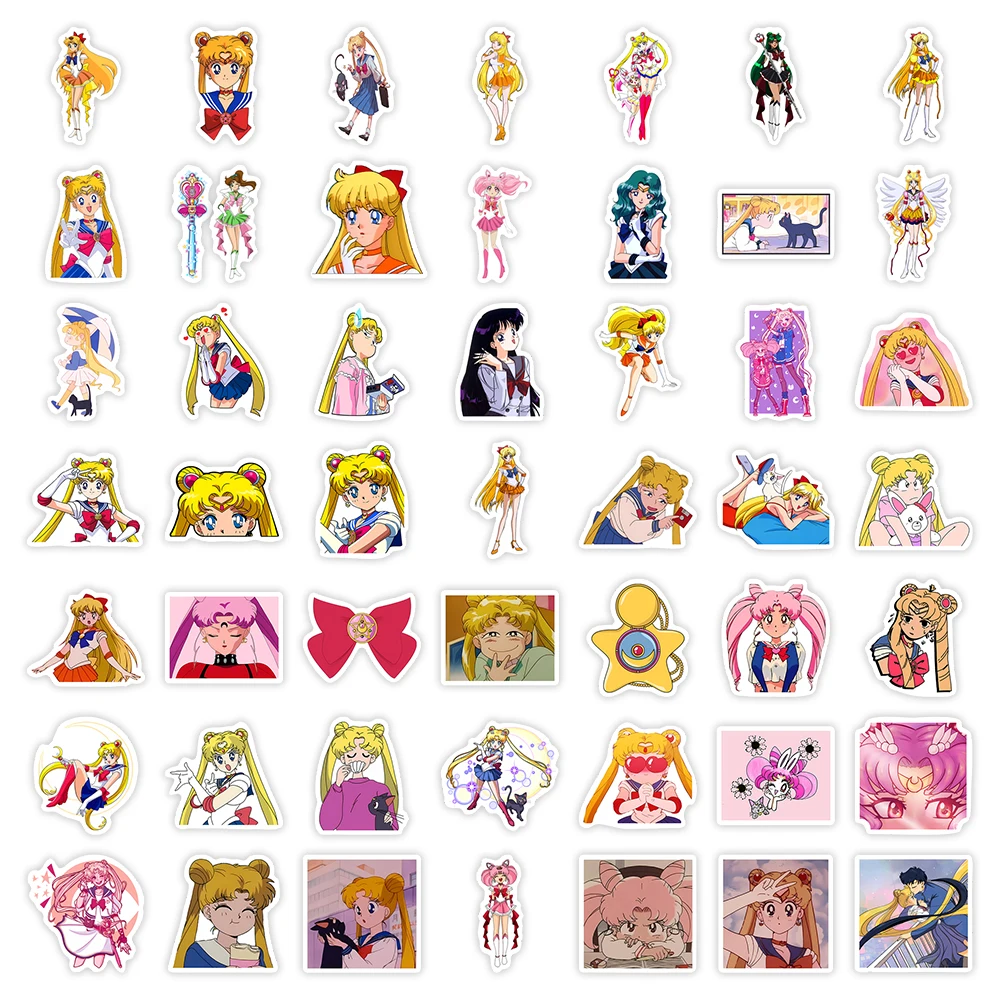 Anime Girl Stickers Kawaii Yellow Hair Girls DIY for Laptop Luggage Phone Scooter Funny Vinyl Decal for Kids Children Waterproof view 3