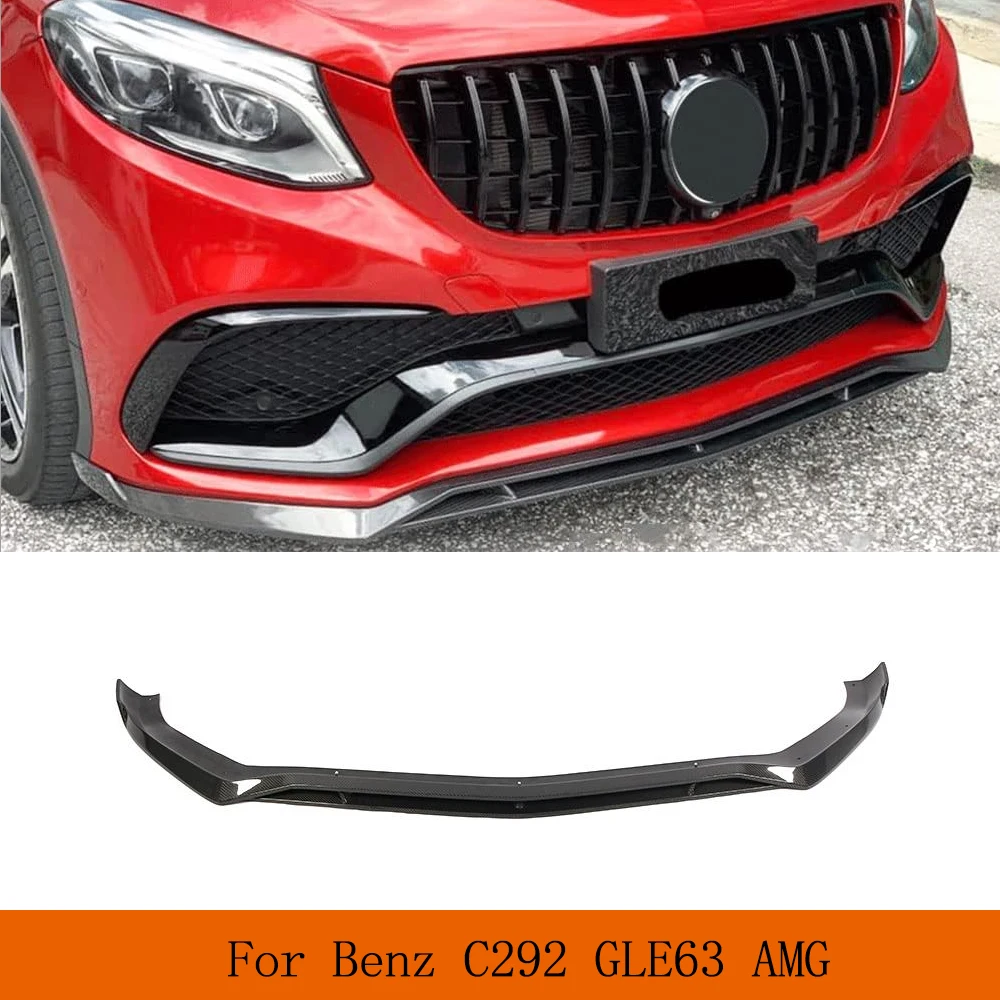 Front Bumper Lip for Mercedes Benz GLE Class C292 GLE63 AMG Coupe 2015-2019 Carbon Fiber Front Chin Spoiler Splitter Protector