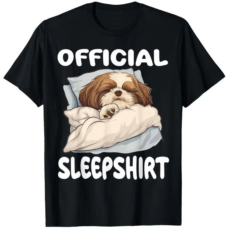 

Unisex Official Sleepshirt T-Shirt Funny Shih Tzu Dog Graphic Tee Pet Lover Humorous Puppy Print Casual Pajama Top Gift