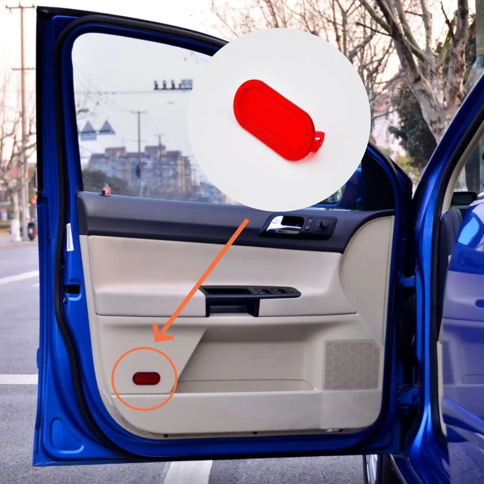 Red Interior Door Panel Warning Light Cap Reflector 1‑2Pcs OE 6Q0947419 For VW Polo Beetle Caddy Touran