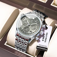 POEDAGAR, reloj de cuarzo a la moda para hombre, reloj luminoso resistente al agua de acero inoxidable para hombre, cronógrafo con fecha, relojes multifunción para hombre