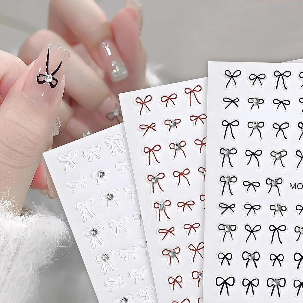 

Adhesive Backing 3D Nail Art Rhinestone Bow Tie Sticker Bowknot Decals For Nails Decoration Design Manicure Supplies Material