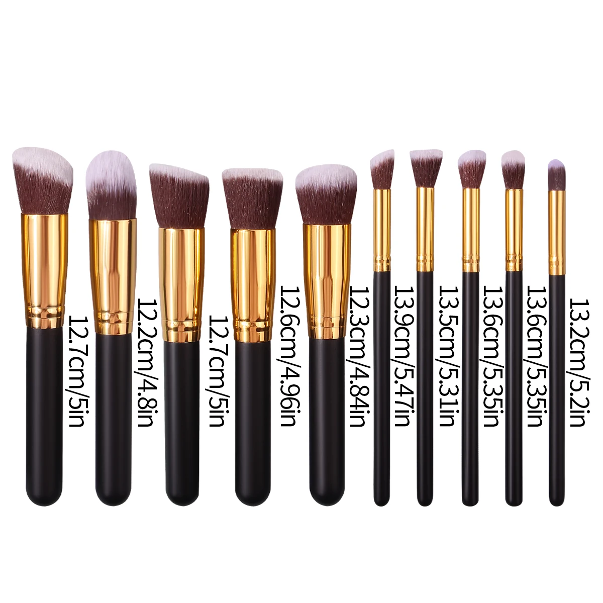 Juego de 10 brochas de maquillaje negras, brocha para sombra de ojos, colorete, superventas, herramientas de maquillaje para principiantes