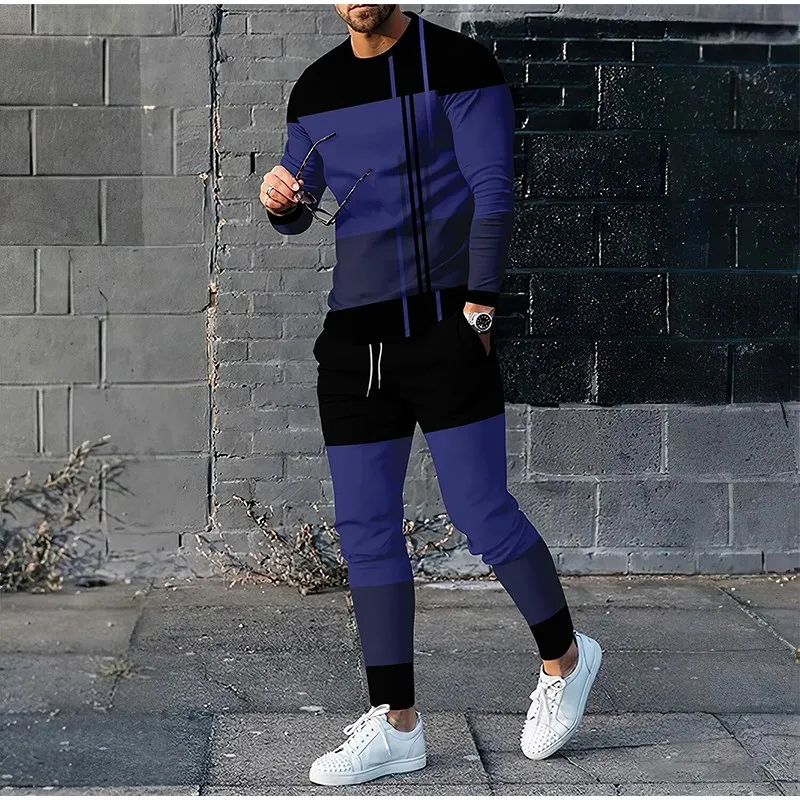 Trendy White Clothes 3D Print Oversize Suit Men Casual Long Sleeve Trousers Sport Tracksuit Graphic T Shirts Streetwear Sets