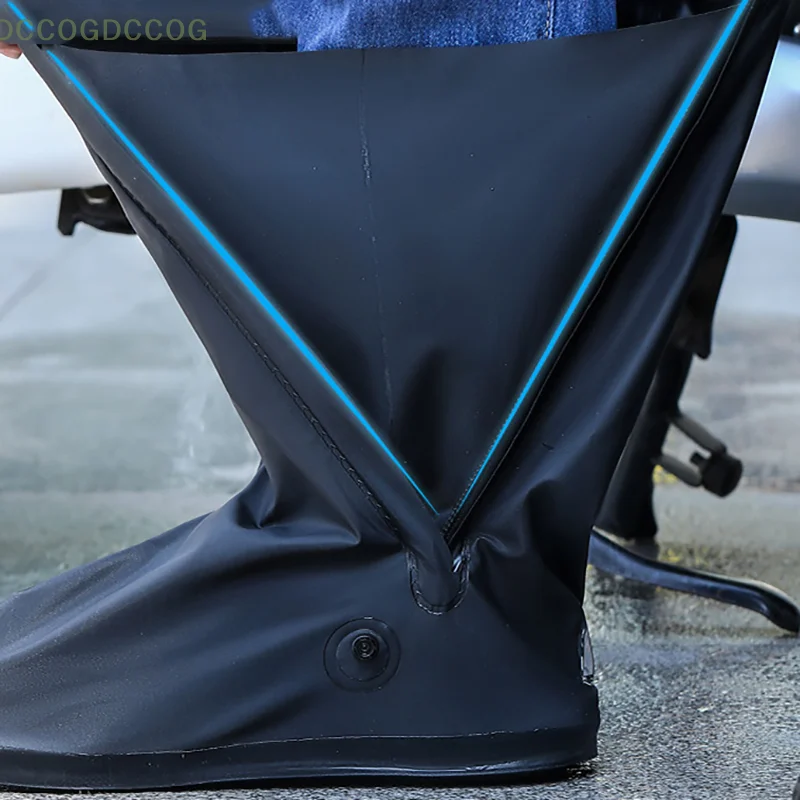 1 pair Men's Long Tube Rain Boot Protector Wear-Resistant Thickened Water Shoe Cover for Outdoor