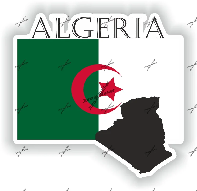 

Algeria Sticker Coat of Arms of Algerians Algeria Flag with Graphical Outline Waterproof Decor for SUV Window Car Accessories