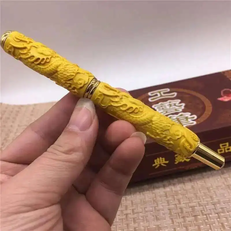 

Boxwood Carved Fountain Pen Student Practice Signature High-grade Gift Dual-purpose Pen Mahogany Wooden Business Pen