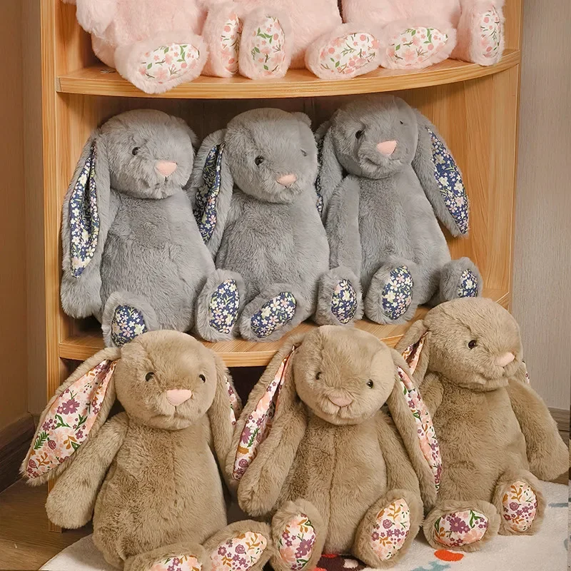Weiches, flauschiges Osterkaninchen-Plüschtier, niedliche lange Ohren, Kaninchen-Plüschtiere, gefüllte Blumenhasen-Tierpuppe, Heimdekoration, Geschenke für Mädchen
