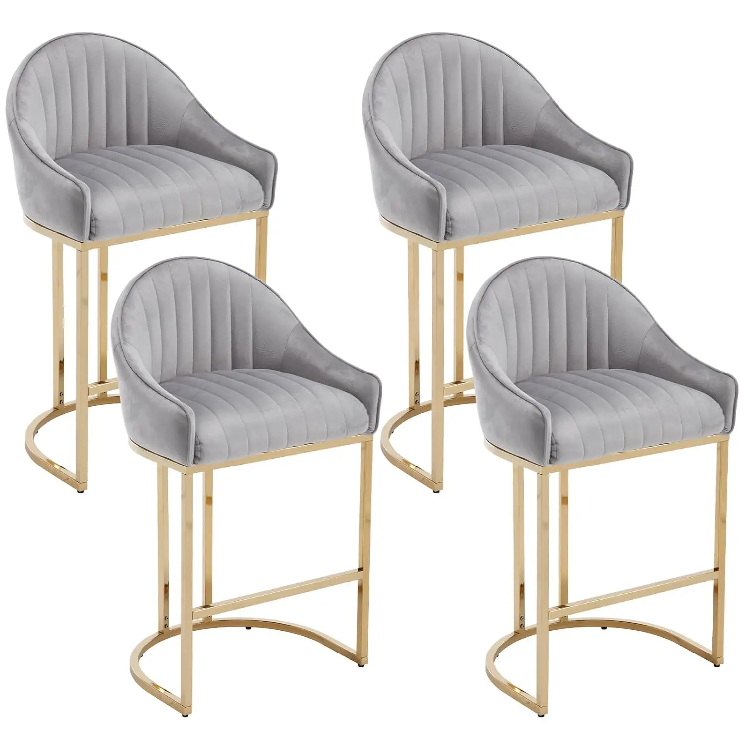 

Современные бархатные барные стулья, набор из 4 шт., табурет для кухонной стойки с золотыми металлическими ножками, 27 дюймов по индивидуальному заказу