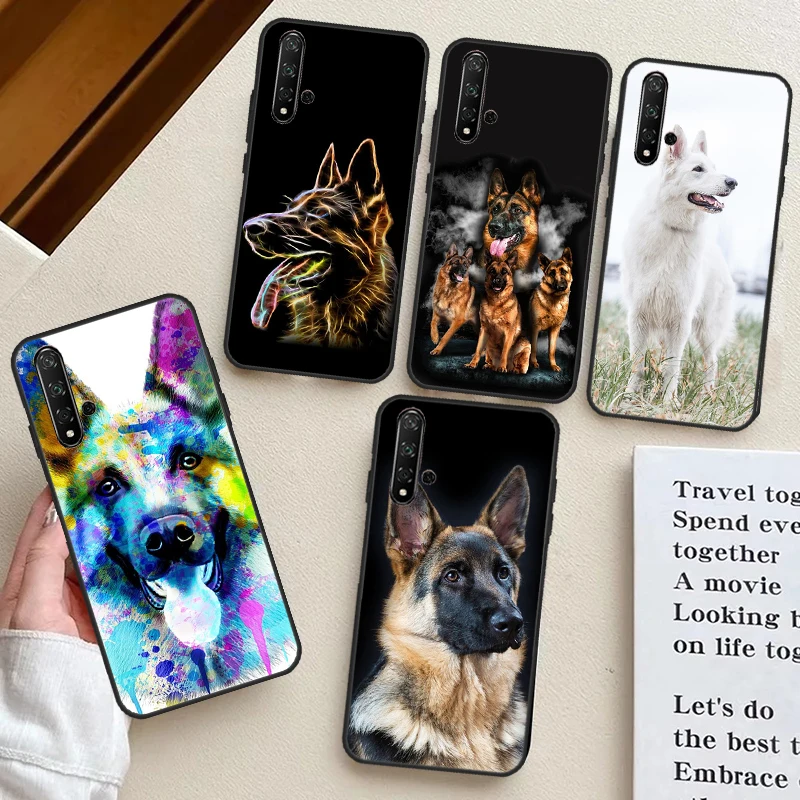 Cartoon German Shepherd Dog For Huawei Nova 3i 7i 8i 11i Y91 Y90 Y61 Y60 Y70 Nova 10 9 SE 11 P20 P40 Lite P30 Pro Case