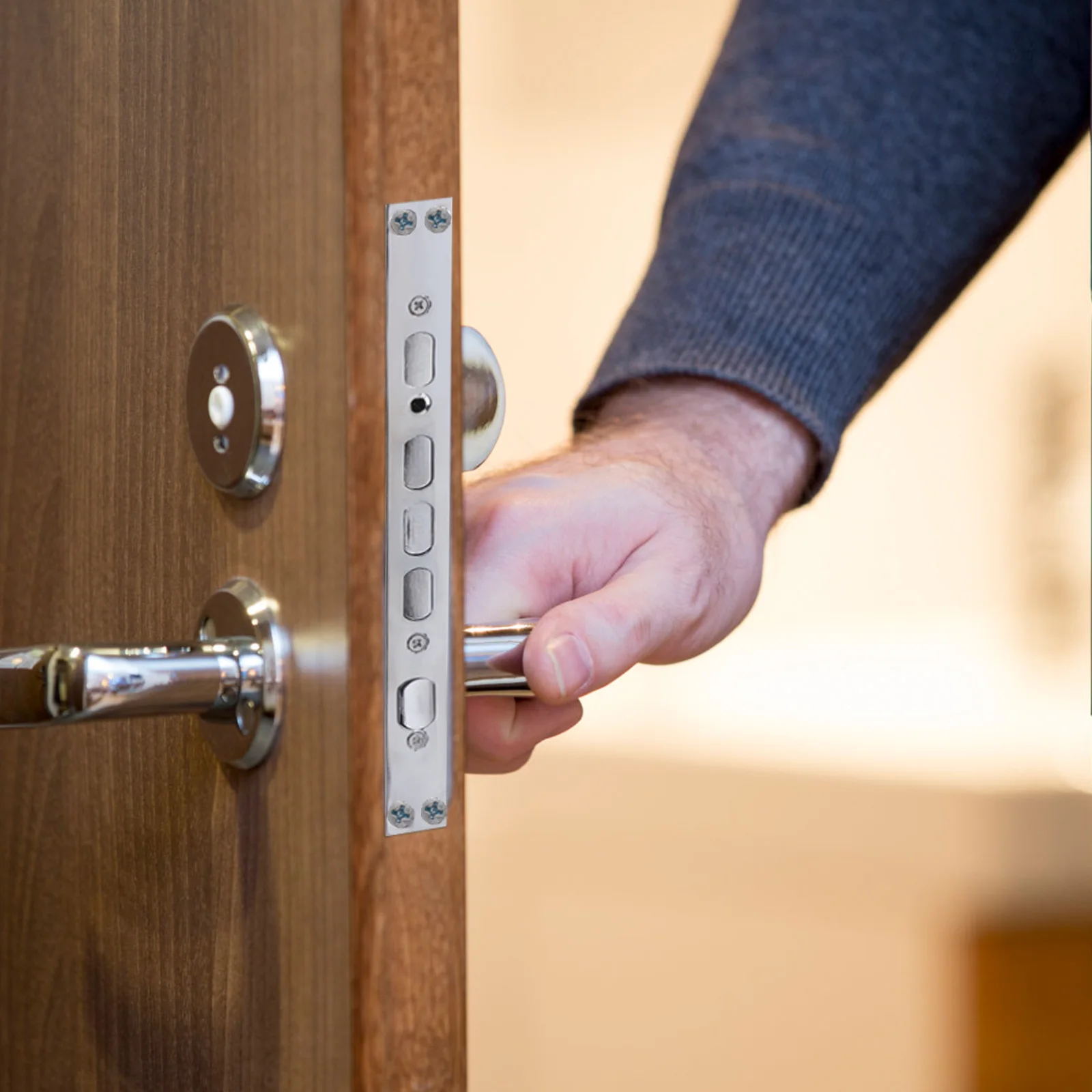 

1pc Security Door Lock Alloy Durable Smooth Burr-Free Modern Design Easy Adjustment For Single Double Live Function